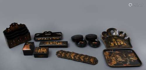 Various lacquered wood items, China, Qing Dynasty