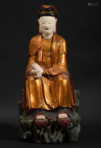 A lacquered wood Guanyin, China, Qing Dynasty