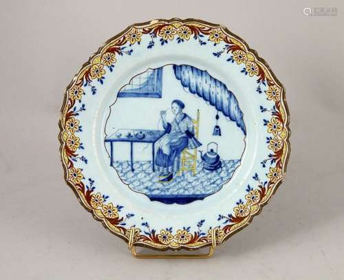 DELFT, 18th. Earthenware plate with blue monochrom…