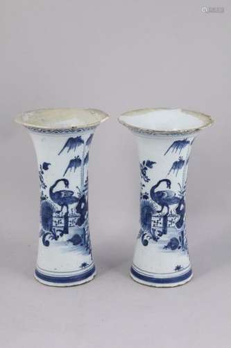 DELFT. Pair of blue and white earthenware ROLLER V…