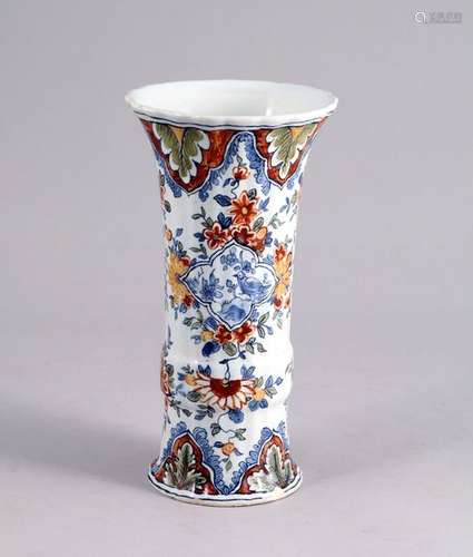 ROUEN?. VASE CORNET in polychrome earthenware, the…