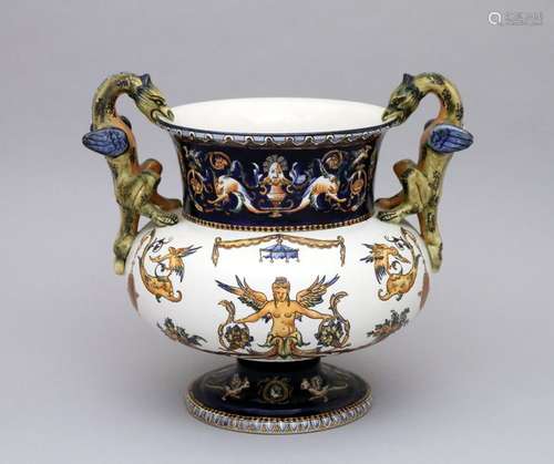 GIEN. MEDICIS VASE with chimeras in glazed ceramic…