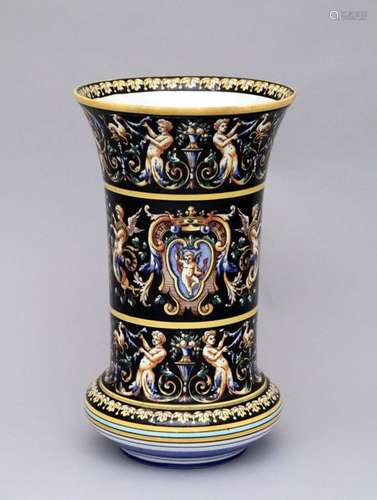 GIEN. VASE CORNET with swollen belly, in glazed ce…