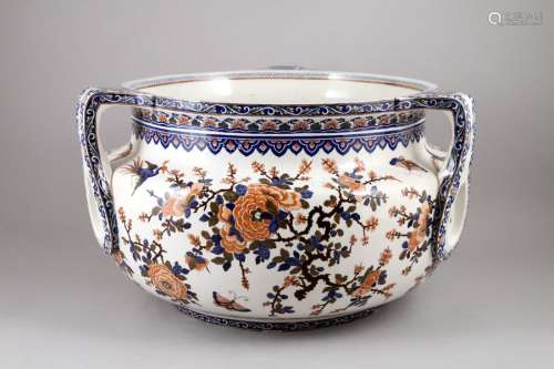 GIEN. GRAND CACHE POT in glazed ceramic, circular …