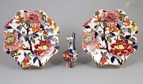 GIEN. Pair of octagonal shaped glazed ceramic PLAC…