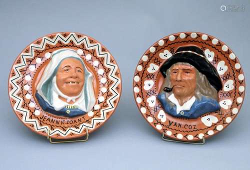 QUIMPER PORQUIER BEAU. Two earthenware ASSIETS for…