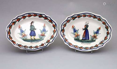 QUIMPER HENRIOT. Two earthenware plates with decor…