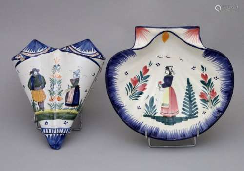 QUIMPER. LOT of two earthenware pieces : THE HUBAU…