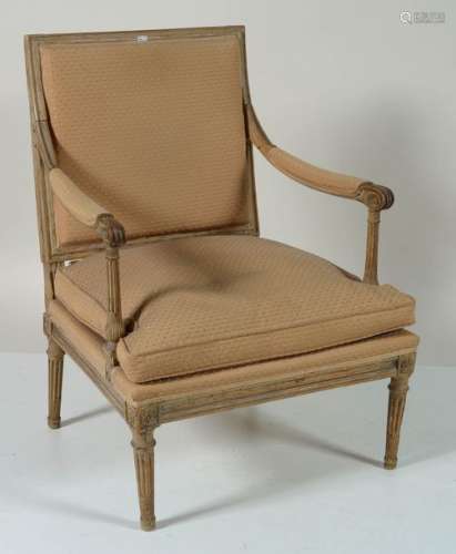 Louis XVI style armchair in carved wood with a bac…