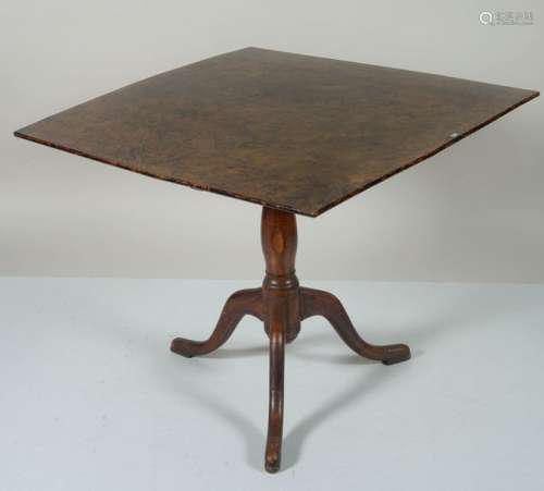 Tripod table with tilting shelf in burr walnut ven…