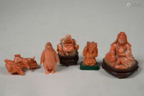 Set of five small statuettes representing \