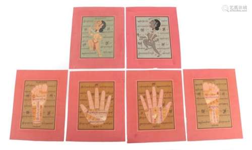 Indian School (19th century) Studies of dancing figures, hands and feet, with script Gouache, 15cm