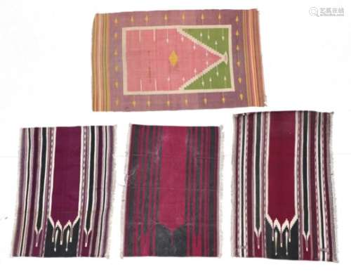 Indian Prayer Cotton Dhurrie, circa 1900 The candy pink field beneath the stepped Mihrab enclosed by