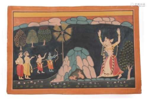 Indian School (Rajasthan, 19th century) An illustration from the Ramayana Rama and Lakshmana with