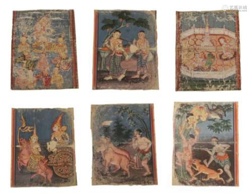 Indian School (19th century) Illustrations from the life of Phra Mali Gouache, 26cm by 20cm (a set