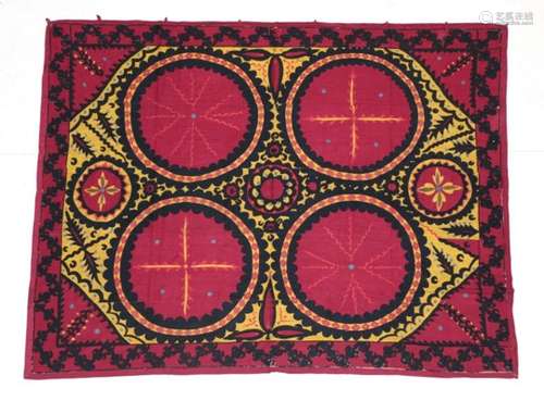 Tashkent Susani Uzbekistan, 1st half 20th century Woven in five joined panels, the field with four