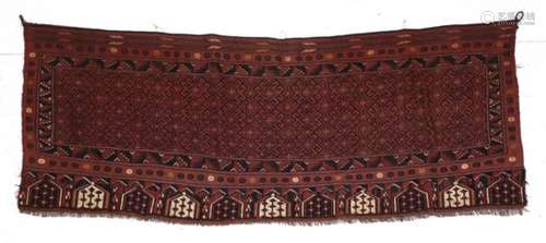 Ersari Turkmen Flatwoven Churval Face Emirate of Bukara, circa 1940 The deep terracotta field of