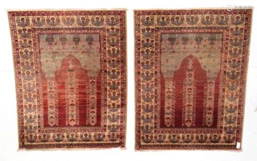 Pair of Transylvanian 17th Century Design Machine Made Prayer Rugs, 2nd half 20th century Each