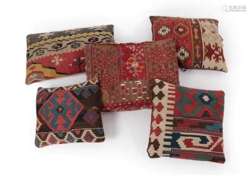 A Collection of Seven Various Cushions, covered in late 19th and early 20th century kilims