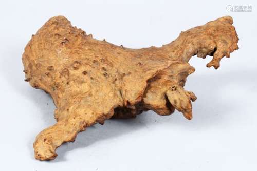 A GOOD 19TH CENTURY CHINESE SCHOLARS NATURAL ROOT WOOD DESK SCULPTURE, 24cm long x 27.5cm wide.