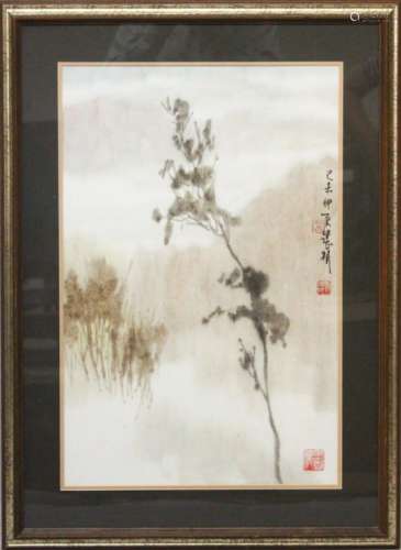 A GOOD 19TH / 20TH CENTURY FRAMED CHINESE WATERCOLOUR PAINTING ON PAPER, the painting depicting a