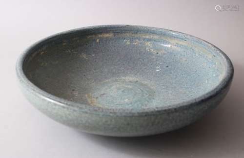 AN EARLY 20TH CENTURY ORIENTAL ROBINS EGG BOWL, 33cm wide x 8.3cm high.