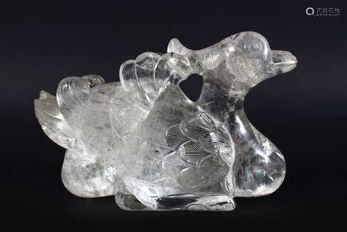 A LARGE EARLY 18TH CENTURY CHINESE CARVED ROCK CRYSTAL MODEL OF A RECUMBENT DUCK, Provenance;