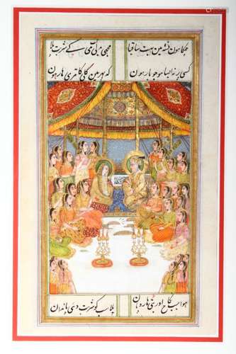 A GOOD INDIAN MINIATURE DEPICTING A WEDDING SCENE, image 24cm x 15cm.