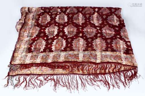 A PERSIAN SILK TEXTILE, approx. 350cm x 170cm.