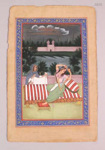 A GOOD 19TH / 20TH CENTURY INDO PERSIAN MUGHAL ART HAND PAINTED PICTURE ON PAPER, the picture