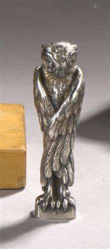 Cachet en bronze argenté en forme de hibou, Et st…
