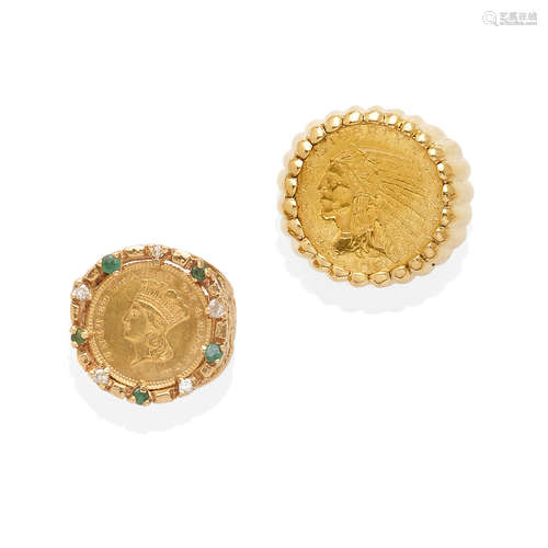 two gold coin rings