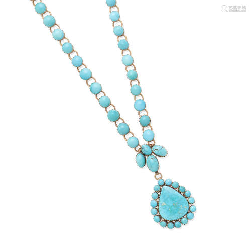 a rose gold and turquoise necklace