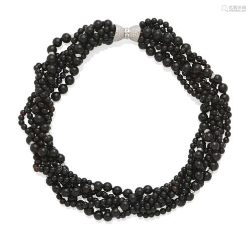 a black onyx and diamond torsade necklace