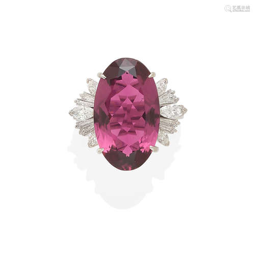 a rubellite and diamond ring