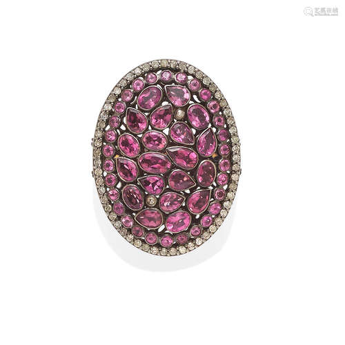 A pink tourmaline and diamond ring