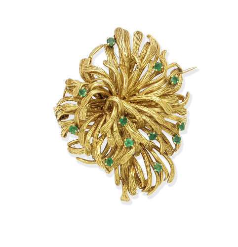 An emerald spray brooch, by Tiffany, circa 1965