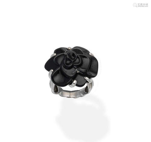 An onyx 'Camélia' dress ring, by Chanel, 2008