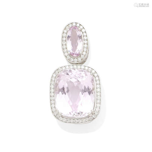 a kunzite and diamond pendant