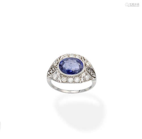 A sapphire and diamond ring