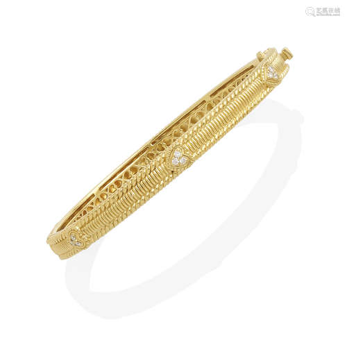 A gold and diamond hinged bangle, Judith Ripka