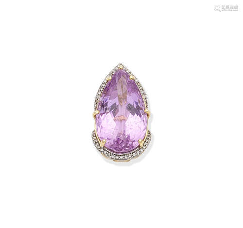 A kunzite and diamond pendant