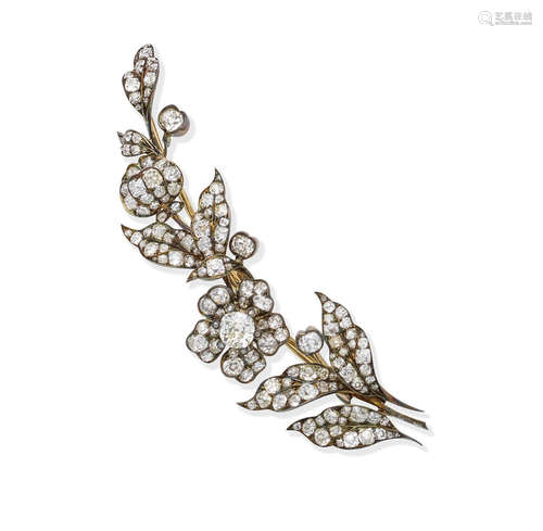 A late 19th century diamond spray brooch