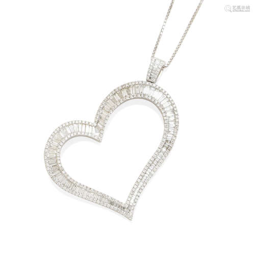 A diamond and white gold heart pendant