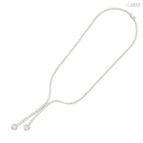 A diamond and white gold 'Y' necklace