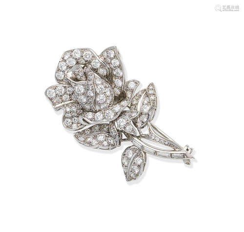 A diamond brooch/pendant, circa 1950