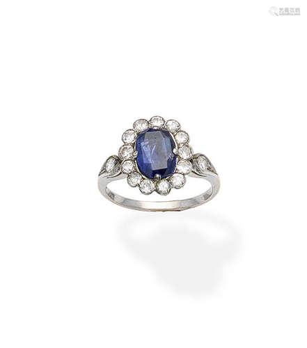 A sapphire and diamond cluster ring