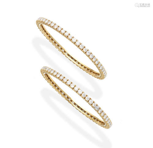 A pair of diamond bangles   (2)