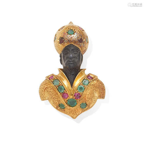 A gem-set blackamoor brooch, Italy