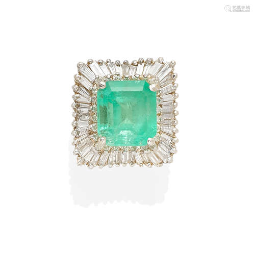 an emerald and diamond ballerina ring